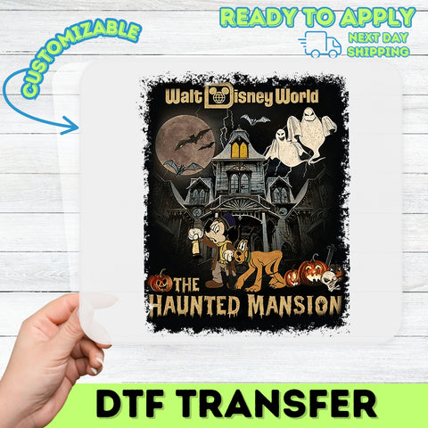 Disney Halloween Haunted Mansion DTF Transfer Spooky Cartoon Ready To Press Retro Shirt Apparel for Family Trip