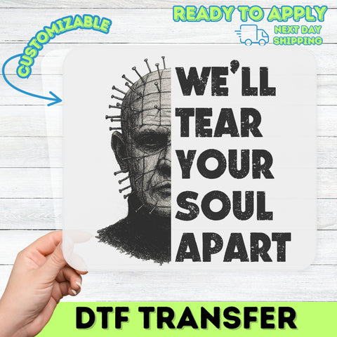 Edgy Halloween Horror Character DTF Transfer Shirt - We'll Tear Your Soul Apart - Ready To Press for Gothic Apparel
