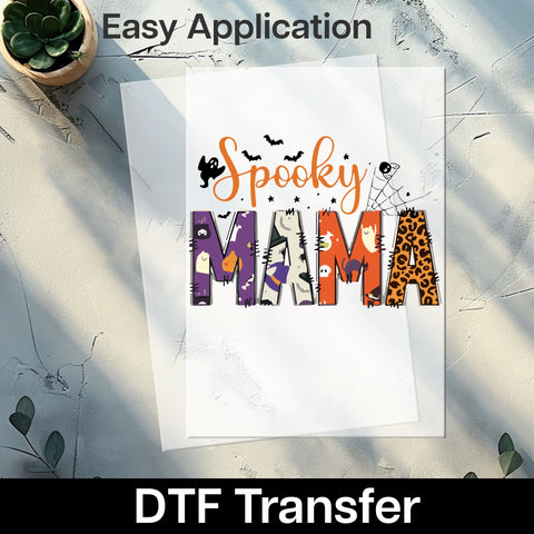 Spooky Mama Halloween DTF Transfer Cute Leopard Print Iron-On for Moms T-Shirt & Sweatshirt Costume