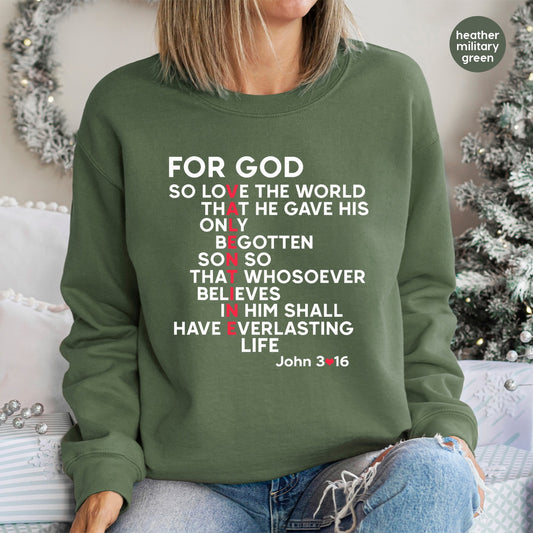 Valentine's Day Christian John 3:16 Scripture DTF Transfer for Faith Apparel, Cute Religious February Church Shirts