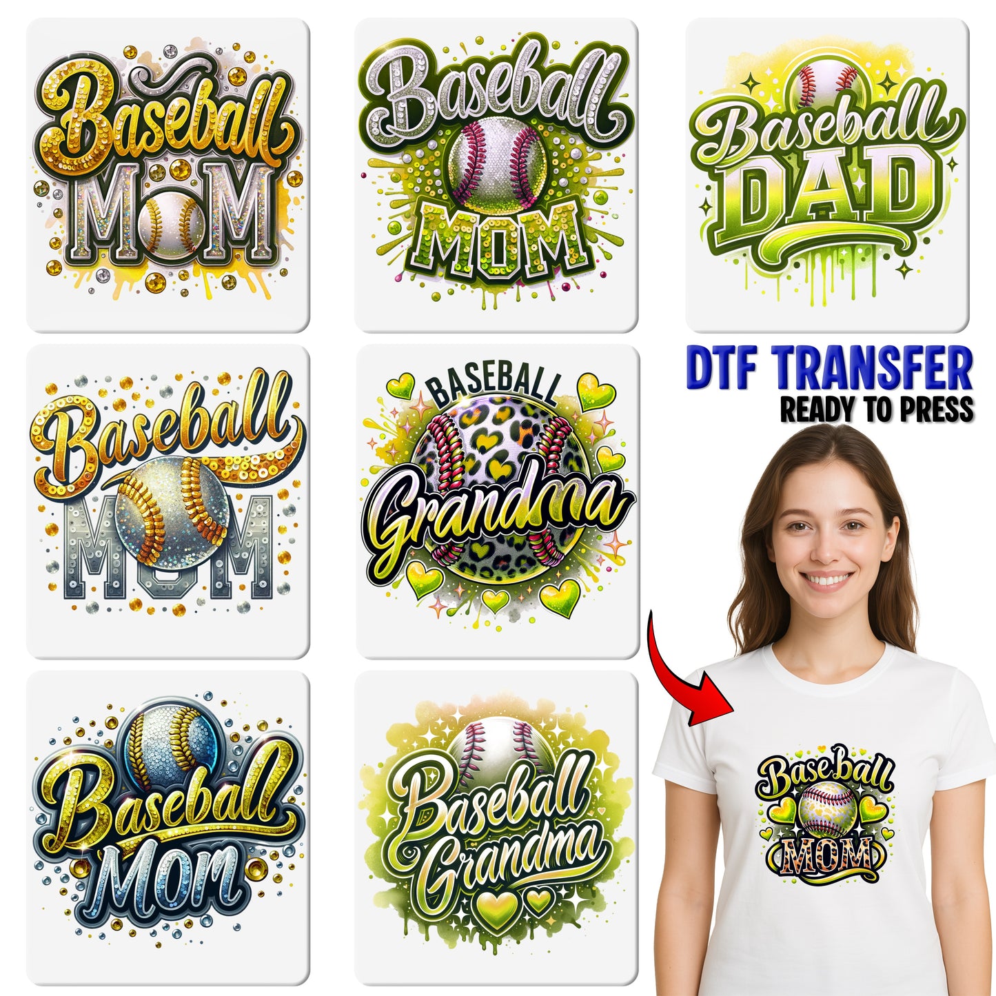 Baseball Mom DTF Transfer Shirt Design | Ready To Press Sporty Graffiti Baseball Apparel for Enthusiasts & Families