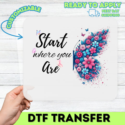 Boho Whimsical Floral Butterfly DTF Transfer for Women's Shirts & Apparel - Ready to Press Nature Lover Gift