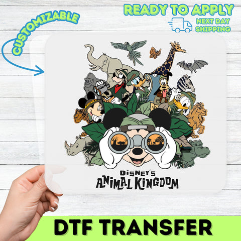 Safari Adventure Cartoon Theme Ready To Press DTF Transfer for Family Vacation T-Shirt or Sweatshirt