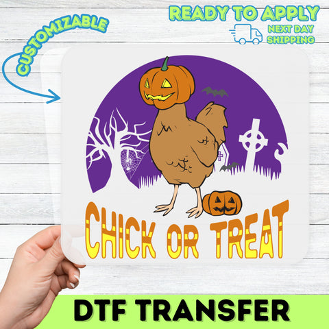 Funny Halloween Chick or Treat DTF Transfer Ready to Press Iron-On for Family & Group Apparel