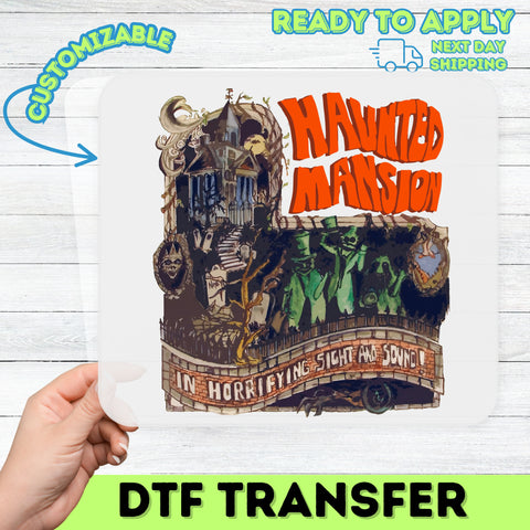 Haunted Mansion Halloween DTF Transfer | Ready to Press Retro Horror Shirt for Spooky Group | Funny Ghostly Party Apparel