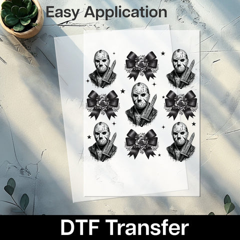 Horror Gothic Flower Masked Character Halloween DTF Transfer Ready to Press for T-Shirt Apparel
