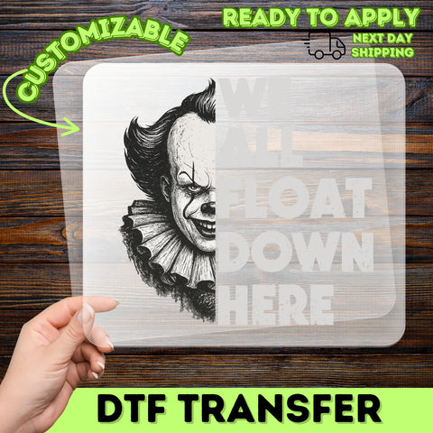 Horror Clown Halloween DTF Transfer - Spooky Creepy Iron-On Graphic Tee for Horror Fans & Movie Buffs, Ready To Press