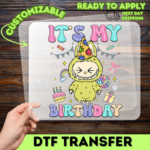 Cute Birthday Party Character DTF Transfer for Kids T-shirts - Ready to Press Happy Celebration & Iron-On