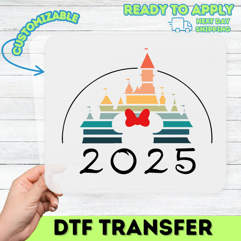 Magic Kingdom Vibes Cute DTF Transfer for Family Vacation Shirt & Retro Mouse Ears Theme Park Tee Ready To Press