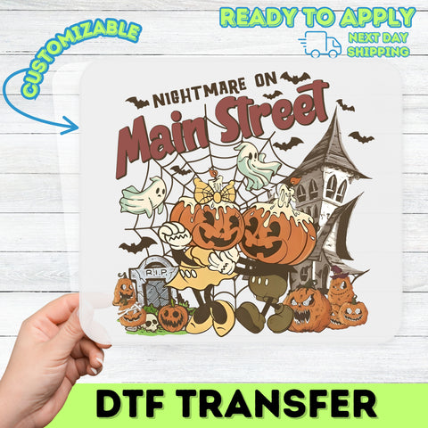 Retro Halloween DTF Transfer for T-Shirts - Cute Pumpkin Head & Spooky Cartoon Characters - Iron-On for Family Apparel