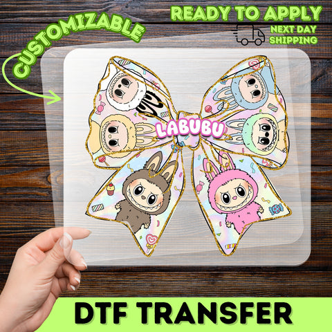 Cute Animal Bow DTF Transfer for Kids Apparel - Playful Cartoon Characters Ready To Press Iron-On Design for Group Celebrations