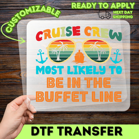Funny Cruise Crew Iron-On DTF Transfer for Vacation Shirts & Family Apparel - Ready To Press Retro Travel Group Design