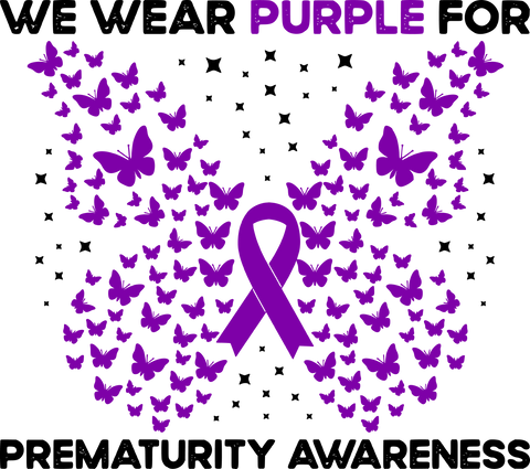 Prematurity Awareness Shirts, Family Support Gifts, Purple Ribbon Tshirt, Butterfly Graphic Tees, Gift for Mom, Premature Warrior T-Shirt