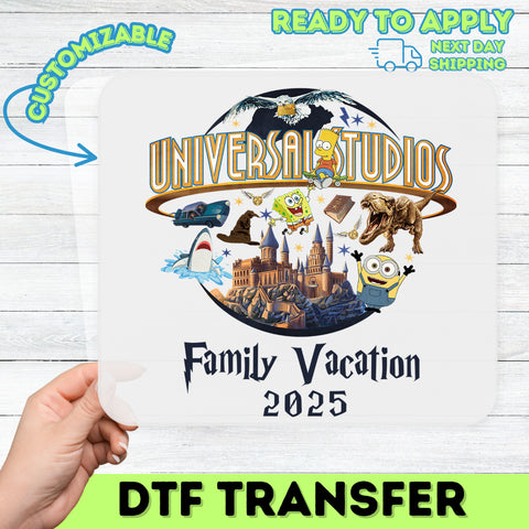 Adventure Theme Park Family Vacation Universal Studios 2025 DTF Transfer T-Shirt Kids & Adults
