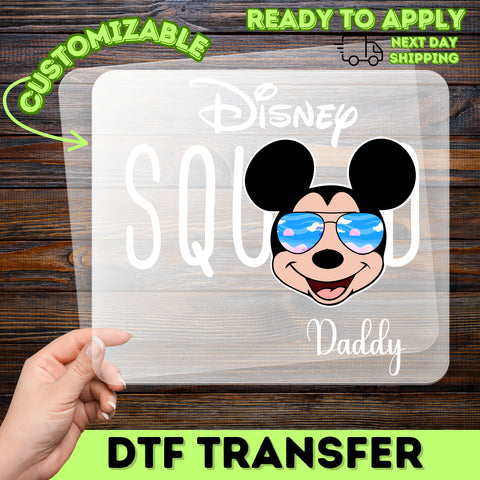 Cute Disney Daddy Squad & Mickey DTF Transfer for Family Group Shirts Unmatched Family Disney Vacation Apparel