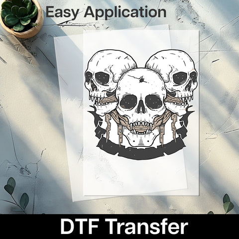 Gothic Skull DTF Transfer Iron-On Halloween Horror Design for Alternative Apparel