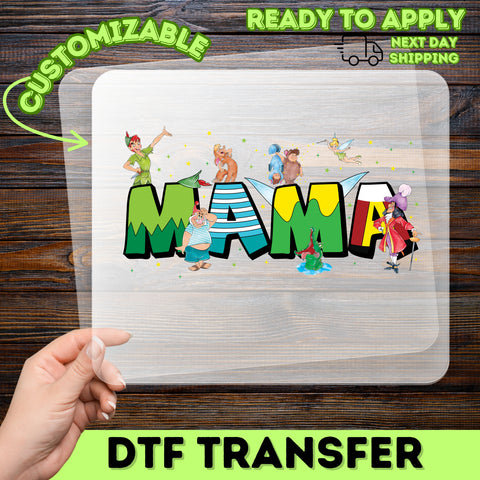 Nostalgic Storybook Mama DTF Transfer for Family Themed Tops - Ready To Press Cartoon Adventure Design