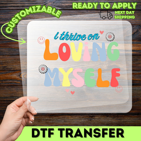 Cheerful Self-Love Retro 70s DTF Transfer, Colorful Empowerment Ready To Press Iron-On for Shirts & Hoodies, Friendship & Positivity Apparel