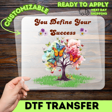 Inspirational Butterfly Tree DTF Transfer for T-Shirts - Ready to Press Motivational Nature Iron-On for Women & Teachers
