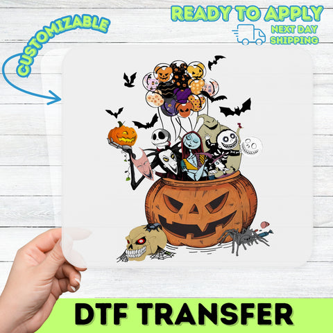 Iron-On Gothic Pumpkin Halloween DTF Transfer Nightmare Inspired Spooky Shirt Ready To Press Family Group Apparel