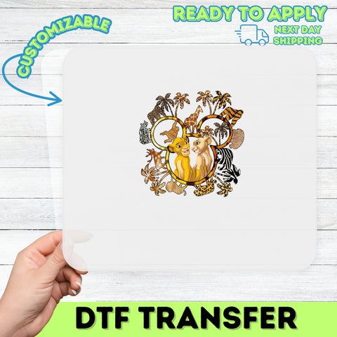 Cute Lion Cubs Jungle Theme Ready to Press DTF Transfer for Safari Family Shirt or Kids Birthday Apparel Gift