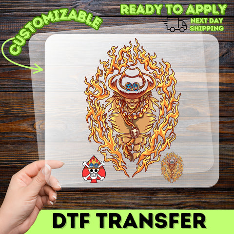 Anime Flame Anime-Inspired DTF Transfer for Cosplay Shirting & Adventure Theme Apparel