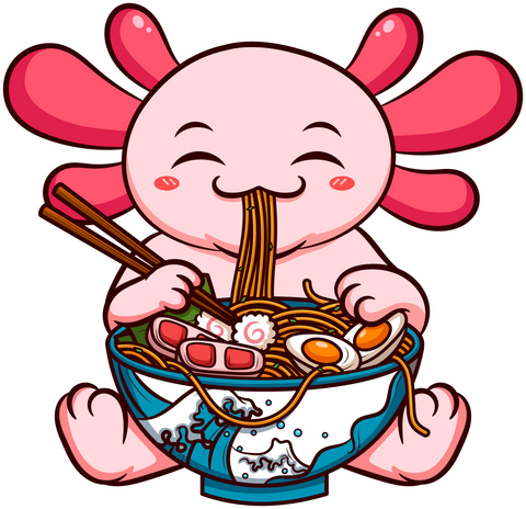 Axolotl Eating Ramen Sweatshirt, Ramen Anime Axolotl Shirt, Cute Axolotl Ramen T-Shirt, Japanese Kawaii Anime Tee, Cute Asian Food Tee