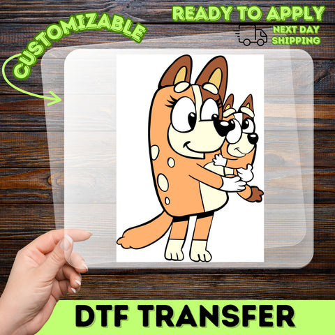 Cute Family Dog DTF Transfer for Pet Lovers Apparel & Group Matching Shirts, Ready to Press Cartoon Animal Design