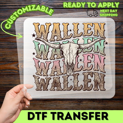 Rustic Western Boho Steer Skull DTF Transfer for Country Music Fans & Concert Apparel Tees