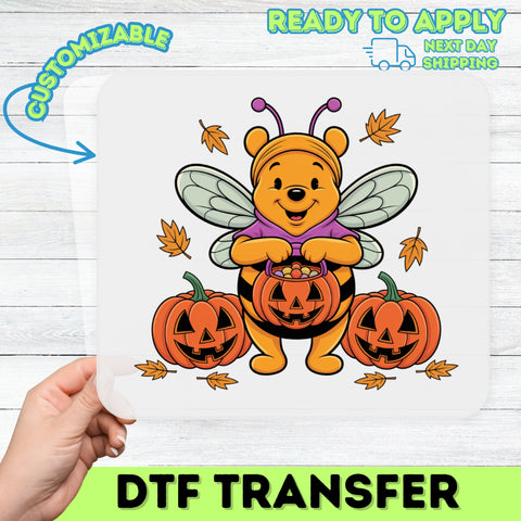 Cute Halloween Bee DTF Transfer for Fun Family Shirts & Group Costumes - Ready To Press Trick or Treat Design