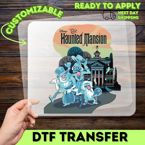Cute Haunted Mansion Halloween DTF Transfer Ghostly Retro Design for Disney Fans & Group Outings