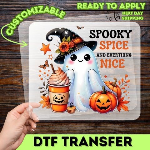 Cute Halloween Ghost Iron-On DTF Transfer for Pumpkin Spice Lovers Apparel & Fall Festival Fun