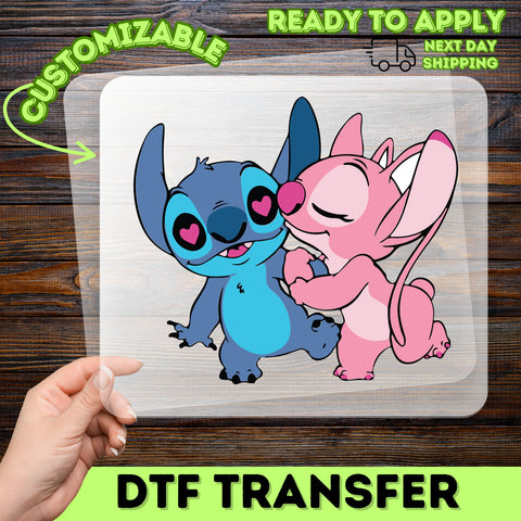 Cute Alien Love DTF Transfer for Valentine's Day Apparel | Cartoon Couple Iron-On for Shirts & Hoodies | Ready To Press