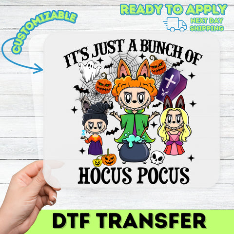 Cute Halloween Cartoon Witch & Spooky Motif DTF Transfer for Apparel - Family & Party Ready Iron-On Design