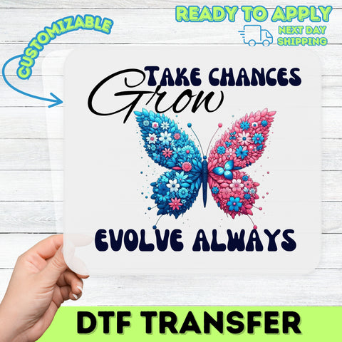 Whimsical Floral Butterfly Motivational DTF Transfer for Personal Growth Apparel & Nature Lover Shirts