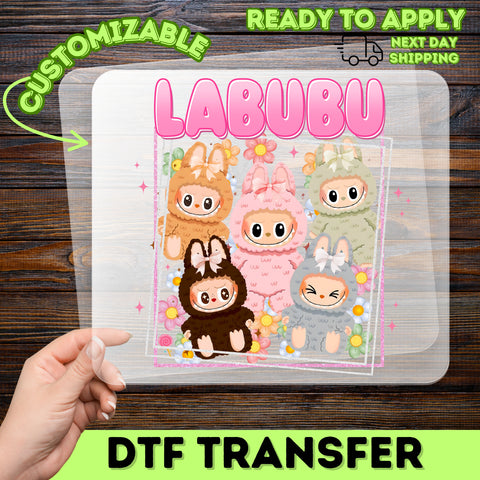 Cute & Funny LABUBU Animal Costume DTF Transfer, Ready to Press Iron-On for Family T-Shirt or Hoodie, Perfect for Birthday Party