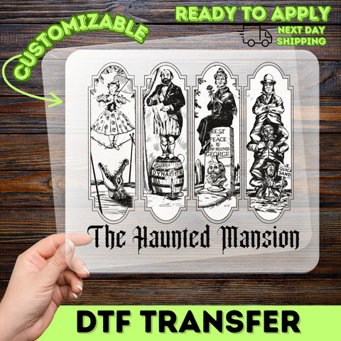 Iron-On Vintage Gothic Humor DTF Transfer, Ready To Press Halloween T-Shirt, Funny Haunted Mansion Dark Theme Apparel for Parties