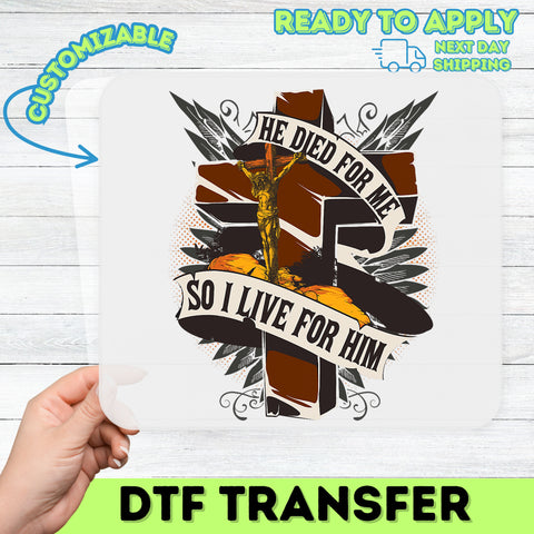 Religious Christian Jesus on the Cross DTF Transfer for Church Groups & Apparel | Faith-Based Iron-On Ready to Press