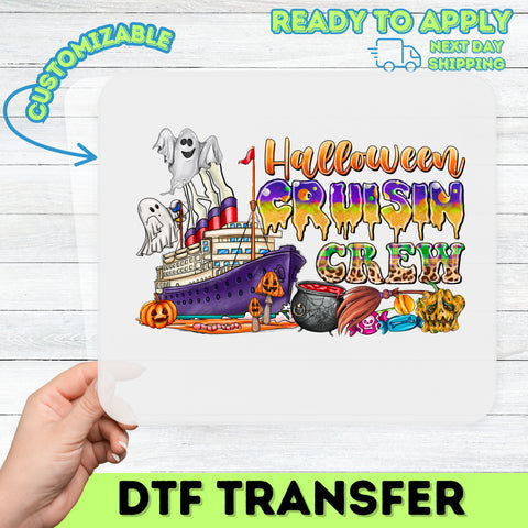 Halloween Cruise DTF Transfer | Ghostly Crew Shirt Design | Cute Nautical Iron-On for Group Halloween Party