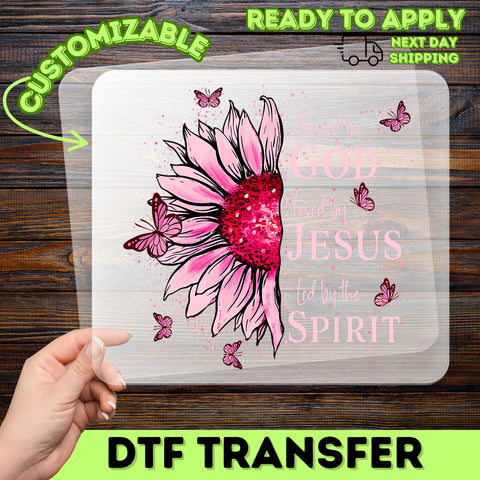 Inspirational Religious Iron-On DTF Transfer Sunflower & Butterflies for Women's Spiritual Apparel