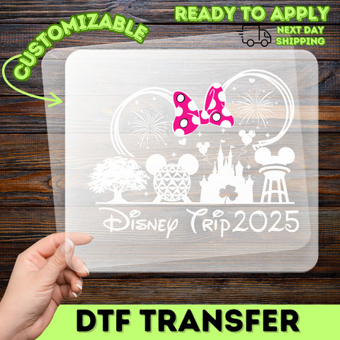 Family Vacation Disney 2025 DTF Transfer Cute Iron-On for Group Trip T-shirts & Apparel
