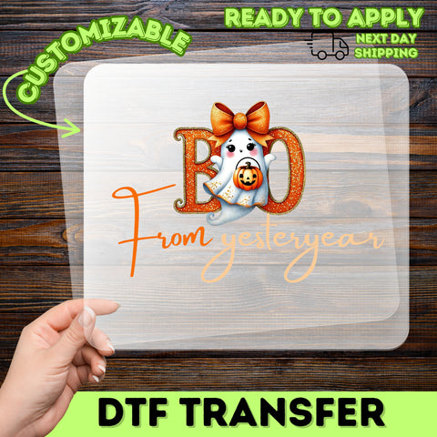 Cute Retro BOO Ghost DTF Transfer Halloween Pumpkin Spice Iron-On for Family & Friends Apparel