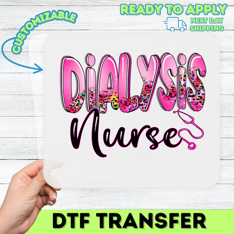 Cute Dialysis Nurse DTF Transfer Iron-On for Healthcare Team Apparel, Vibrant Medical Professional Gift, Ready To Press