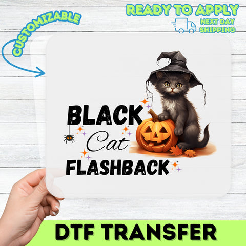 Cute Halloween Kitten in Witch Hat DTF Transfer | Ready To Press Fall Cat Design for Shirts & Hoodies | Perfect Gift for Cat Lovers
