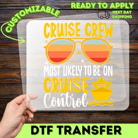 Fun Cruise Crew DTF Transfer, Funny Beach Vacation Iron-On, Retro Nautical Humor Shirt for Party Group & Family Apparel