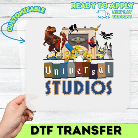 Pop Culture Family Vacation DTF Transfer for T-shirts - Ready to Press Universal Studios Themed Cartoon Apparel