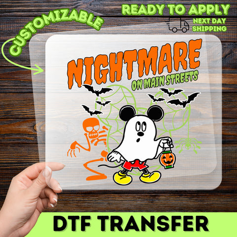 Funny & Spooky Halloween Ghost DTF Transfer for Group or Family Apparel Nightmare on Main Streets Theme
