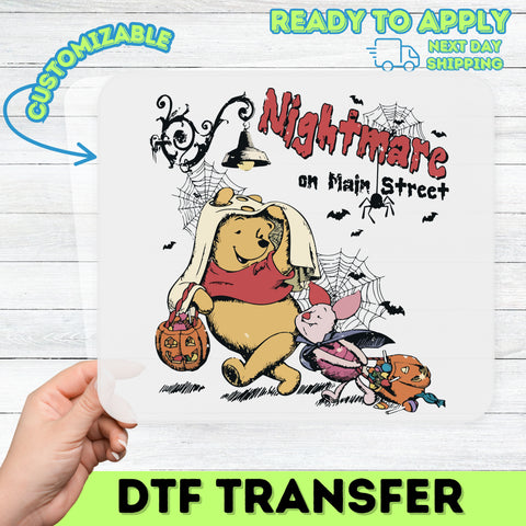 Funny Halloween DTF Transfer Iron-On Cute Cartoon Character Nightmare on Main Street Apparel