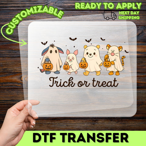 Cute Halloween Ghost Costume DTF Transfer for Family & Kids Trick or Treat Shirt, Ready To Press Pumpkin Iron-On Design