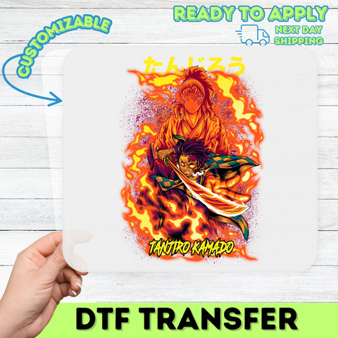 Dynamic Tanjiro Kamado Anime DTF Transfer Ready To Press For Anime Fans & Cosplayers Empowering T-Shirt Design